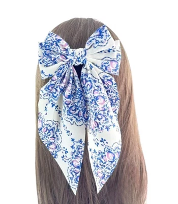 NUEVO Clip de pelo blanco y azul con moño accesorios para el cabello coqueta verano mediterráneo Foto 1 de 3