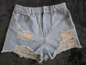 SHEIN Girls Distressed Light Blue Denim Shorts, Size 12-13Y - Picture 1 of 4