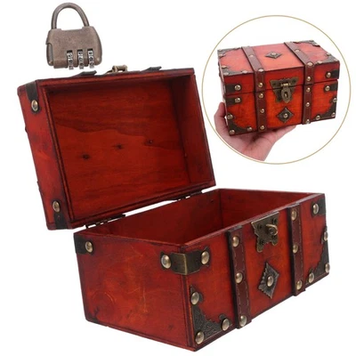  Piccolo scrigno: scatola portaoggetti in legno con lucchetto - contenitore per - Immagine 1 di 4