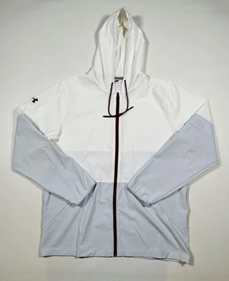 Under Armour 夹克男式大号白色灰色 UA Squad 热身连帽全拉链 — 第 1/4 张图片