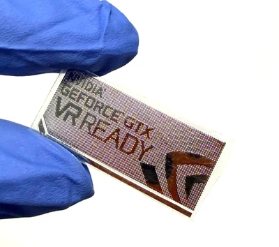 1 pezzo NVIDIA GeForce GTX VR pronto metallo adesivo logo decalcomania distintivo 34 mm x 15 mm - Immagine 1 di 4