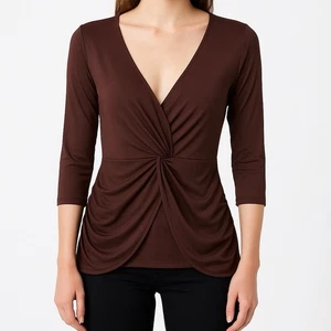 Simply Irresistible Brown Draped Twist-Front Tunic Top – Size XXL - Picture 1 of 4