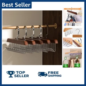 Confezione 4 Appendiabiti Porta Cravatte con 8 Ganci in Metallo, Organizzatore Cravatta Salvaspazio per Me - Foto 1 di 8