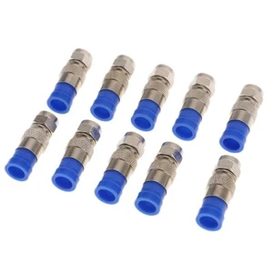 10 Packs F Compression Connectors Adapters RG6 Quad Shield Coaxial Cables - Picture 1 of 6