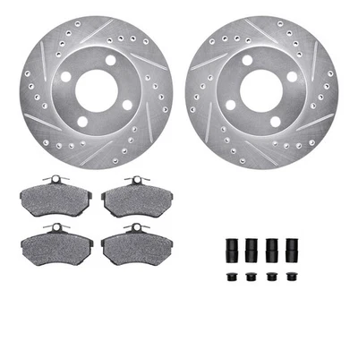 For Audi 90 Quattro 90-91 Drilled & Slotted Front Brake Kit w Optimum Pads - Image 1 of 3