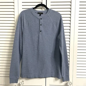 Banana Republic Hemd Herren Blau Core Temp Henley Waffelstrick Langarm Gr. MT - Bild 1 von 10