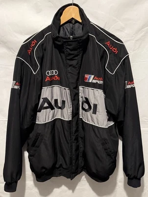Blouson bombardier noir vintage Audi Sport Motor Racing homme taille L - Photo 1/4