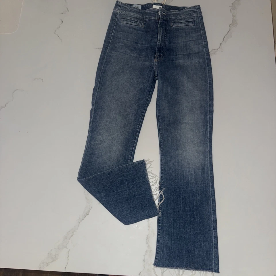 Pantalones de mezclilla Mother The Rascal al tobillo masticables desgastados talla 29 azul dobladillo crudo Foto 1 de 4