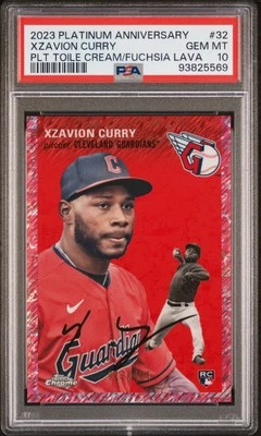 Xzavion Curry 2023 Topps Chr Plat Ann #32 Toile Cream/FuchIA Lava /100 PSA10 - Image 1 of 2