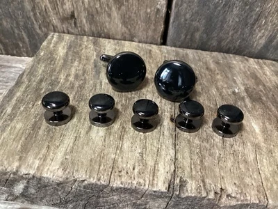 Moderno Esmoquin Negro Botones Vestido Tachuelas x5 y Gemelos Foto 1 de 4