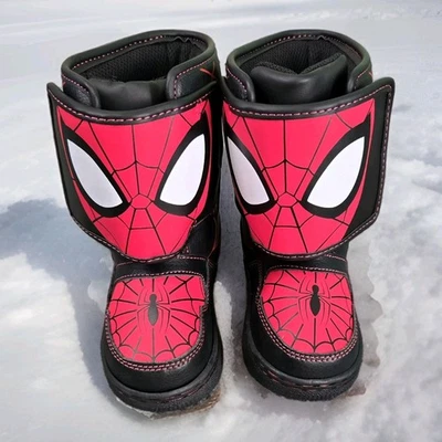 Marvel Spidermam Sz 8 Toddler Boots Boys Light Up Snow Winter Kids Shoes NEW - Image 1 of 4