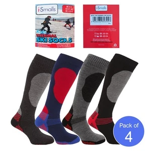 i-Smalls Boy`s 4 Pairs High Performance Ski Socks Long Hose Thermal Socks 4 -12 - Picture 1 of 7