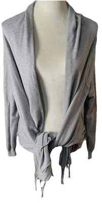 The Limited Fringe Sweater Cardigan Women's Size XL Gray Boho Lagenlook Cozy - Image 1 of 4