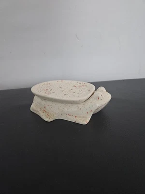 Sapo Antigo Saboneteira ou Suporte Esfoliante McNees Mini Branco Com Laranja e BrownSpeck - Imagem 1 de 4