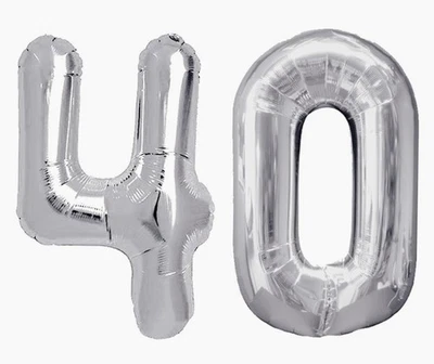 ​​Palloncino gonfiabile 40 anni gigante argento compleanno decorazioni​ - Immagine 1 di 3