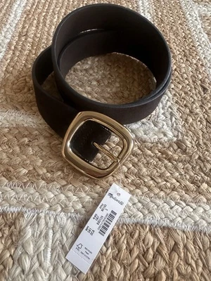 Madewell Sculptural Buckle BeIt Suede #NU165 Women's Small Brown NWT $78. - Image 1 of 4