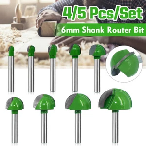 1/4" Shank Ball Round Nose Groove Router Bits Set Cove Core Box Woodworking Tool - Afbeelding 1 van 10