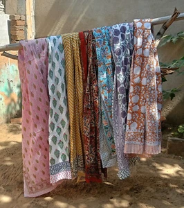 10 Pcs Mix Cotton Beach Sarong Indian Hand Block Print Beach Sarongs Soft Voile - Picture 1 of 4