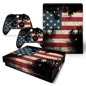 Xbox One X Console & 2 Controllers Americana USA Flag Decal Vinyl Skin Wrap - Picture 1 of 1