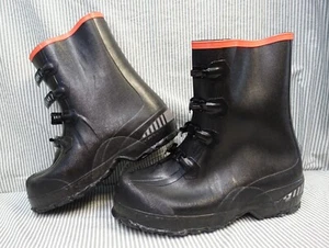 WORX by RED WING~NEW!!~BLACK RUBBER 4 BUCKLE OVERSHOES BOOTS MEN'S 10 - Picture 1 of 11