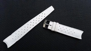 Stylecraft 11319 vintage White Rubber curve 19mm Swiss TYPE Diver's watch strap - Picture 1 of 7