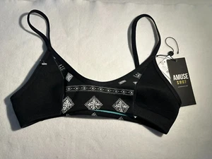 Free People x Amuse Surf Black Neoprene Bikini Swim Top Women's Size M NWT - Picture 1 of 12