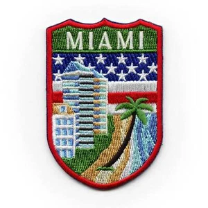 Miami Florida City Tourist Patch World Travel Badge Embroidered Iron On - Picture 1 of 2