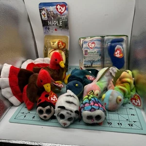 TY beanie babies lot Iggy x 3, gobbles x 2, Peanut, Maple, and some little ones - Picture 1 of 8