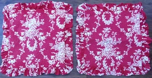 French Country Chinoiserie Red Cotton Toile Set of 2 Pillow Covers Vintage - Picture 1 of 3