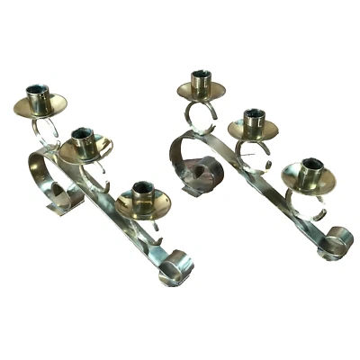 Brass 3 Tier 3/4" W Candle Holders, Two - Solid brass. TopTier 7"H Appr 10" Long - Image 1 of 4