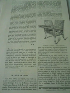Le fauteuil de Voltaire 1890 Gravure Print Article - Picture 1 of 1