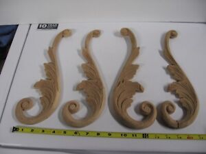 NOS 4 Wood Carved Onlay Applique (Unpainted)