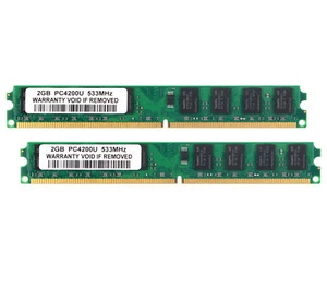 DDR2 4 GB RAM 2X 2GB 533MHz PC2-4200U 240PIN DIMM Desktop Memory For Intel CPU、 - Picture 1 of 10