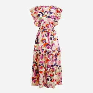 Neu mit Etikett J. Crew Rüschenärmel Kleid Ratti gelb Frühling geblümt Gr. XXL - Bild 1 von 21
