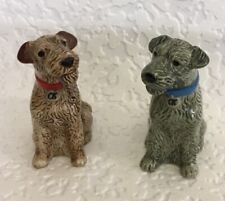 Cath Kidston Stanley Dog Salt & Pepper Pots Terrier Dogs Grey & Brown VGC