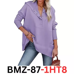 AlvaQ Women's Long Sleeve Casual Sweatshirts Women Hoodies Solid Color Tops, S - Picture 1 of 6