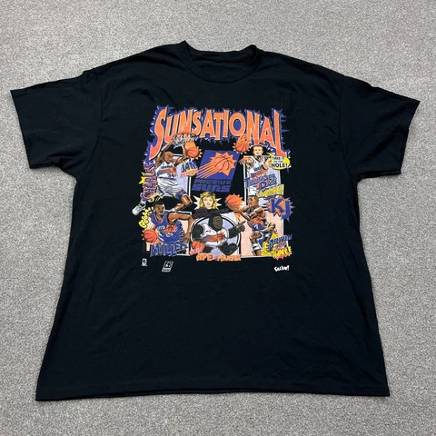 Vintage Phoenix Suns Shirt Men XL Black Tee Charles Barkley Comic USA 90s Adult Cover