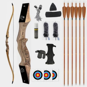 60" Takedown Archery Recurve Bow Kit 20-60lbs Limbs Wooden Youth Hunting RH LH - Picture 1 of 14
