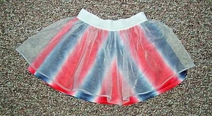 STAR GIRLS SIZE 5T YOUTH RED BLUE AND WHITE SKIRT LAYERED DANCE POLYESTER - Picture 1 of 4