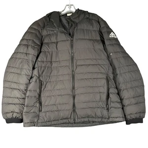 Adidas Youth XL Black Full Zip Hooded Down Puffer Jacket Zip Pockets **Flaws** - Picture 1 of 15