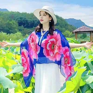 Mujeres Mantón de Gasa Cubrir Bolero Cárdigan Flor Capa Bufanda Encogerse de hombros Recortar Verano - Imagen 1 de 14