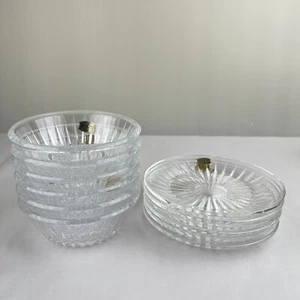 Val St Lambert Balmoral Signed Lead Crystal Dessert Set 6 Bowls 6 Plates w/Label - Picture 1 of 11