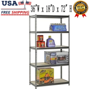 72" H 5 Shelf Garage Steel Shelving Heavy Duty Storage Shelves Rack Organizer US - Picture 1 of 8