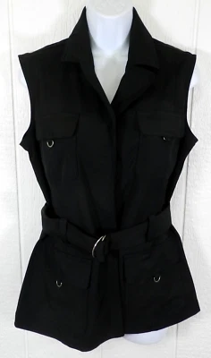 Chaqueta chaleco utilitario de carga JM Reed Safari para mujer MEDIANA negra elástica NUEVA (nn54) Foto 1 de 4