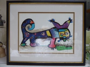 Otmar Alt gerahmte Farbradierung Katze limitiert handsigniert Nr: 73/99 gerahmt - Bild 1 von 13