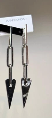 orecchini pianegonda in acciaio con pendente a cuore nuovi - Immagine 1 di 4