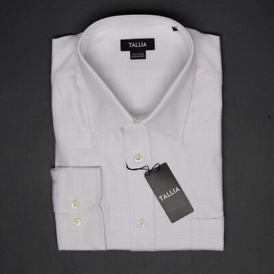 Новый с Ярлыками Tallia мужской платье рубашка 16,5 R большой лаванды белый текстурированный чек плетение - Изображение 1 из 4