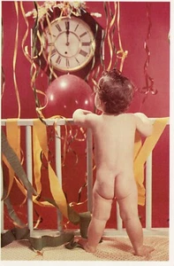 Happy New Years Naked Baby 1982 Print The American Postcard Company 4"x6" - Picture 1 of 2