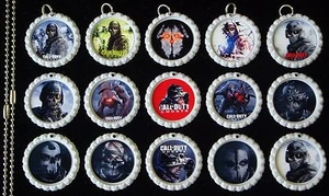 15 Call of Duty Ghosts White Flat Bottle Cap Necklaces Set 1 - Picture 1 of 1