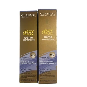 2 Clairol Professional Soy4Plex Creme Permanent Hair Color 10V Lavender Ice 2 oz - Picture 1 of 6